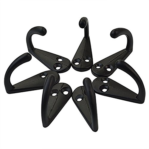24 Pack Wall Mounted Coat Hooks Hanger Holder Black for Wall Vintage Decorative Single Robe Hooks with 50 Pieces Screws (Black