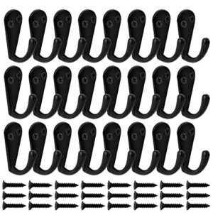 24 pack wall mounted coat hooks hanger holder black for wall vintage decorative single robe hooks with 50 pieces screws (black