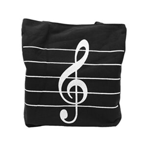 Music Notes Handbag Canvas Tote Bag Reusable Grocery Bag Shoulder Shopping Bag for Women Girls Gift (Black)