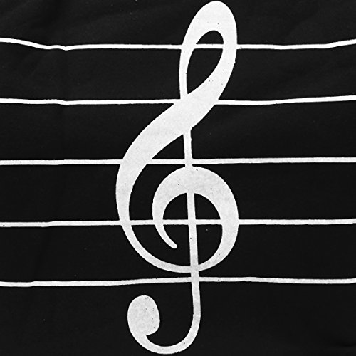 Music Notes Handbag Canvas Tote Bag Reusable Grocery Bag Shoulder Shopping Bag for Women Girls Gift (Black)