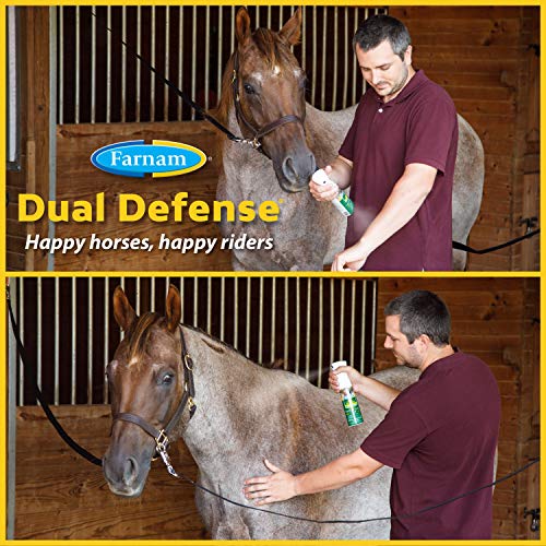 Farnam Dual Defense Insect Repellent for Horse and Rider, Fly Control, 12 Hour Long Lasting Protection, 10 Ounce Non-Aerosol Spray Bottle