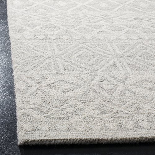 SAFAVIEH Blossom Collection 4' x 6' Silver / Ivory BLM113G Handmade Premium Wool Area Rug