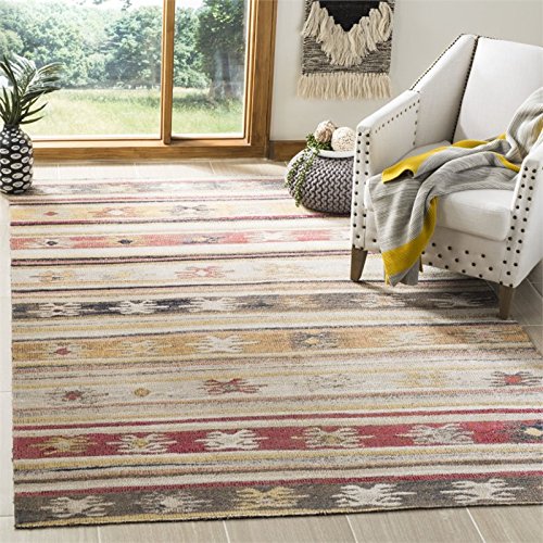 SAFAVIEH Montage Collection 8' x 10' Taupe / Multi MTG238E Boho Indoor/ Outdoor Non-Shedding Easy scrubbing Patio Backyard Porch Deck Mudroom Area-Rug