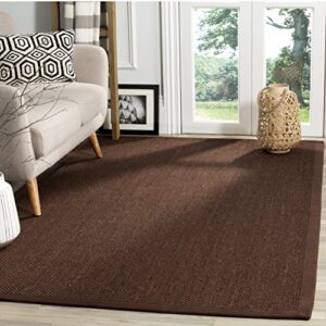 safavieh natural fiber collection accent rug - 3' x 5', chocolate & dark brown, border sisal design, easy care, ideal for high traffic areas in entryway, living room, bedroom (nf133d)