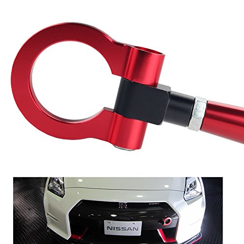 DEWHEL JDM Folding Screw On Racing T2 Tow Hooks Front Rear for 370Z Juke GT-R Infiniti G37/Q60 Coupe Red