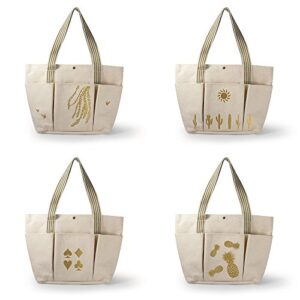 CT CRAFT LLC Stylish Canvas Tote Bag +[Free 12x10” HTV Heat Transfer Vinyl sheet] : Inner Water-Repellent, Three Outer Pockets, One Inner Pocket。Large Capacity