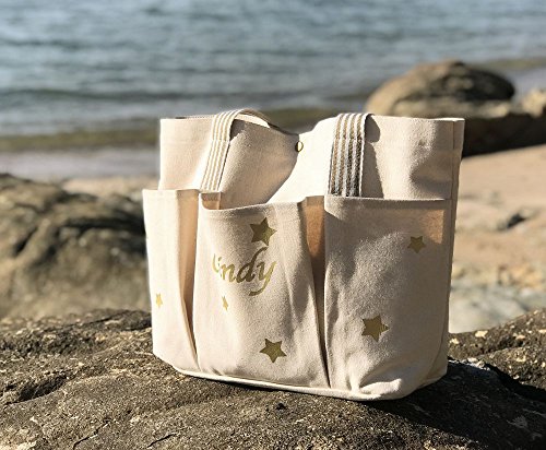 CT CRAFT LLC Stylish Canvas Tote Bag +[Free 12x10” HTV Heat Transfer Vinyl sheet] : Inner Water-Repellent, Three Outer Pockets, One Inner Pocket。Large Capacity