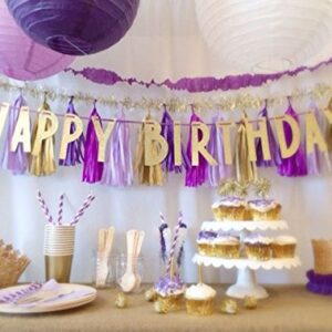 Graduation Decorations Purple Gold 2023 Furuix Purple Gold Birthday Party Decorations Glitter Gold/Purple Paper Lanterns Purple Birthday/Baby Shower/ Bridal Shower/Wedding Decorations/Lsu Decorations