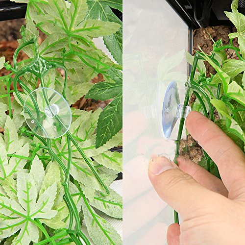 SLSON Reptile Plants Hanging Silk Terrarium Plants with Suction Cup for Bearded Dragons,Lizards,Geckos,Snake Pets and Hermit Crab Tank Habitat Decorations,Small Size,12 inches