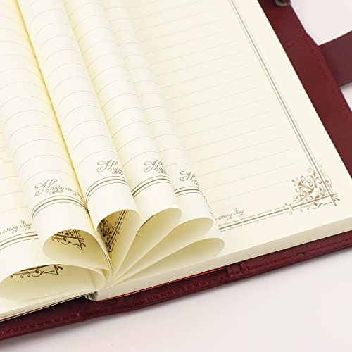 XIYUNTE Diary with Lock, A5 PU Leather Journal with Lock, Vintage Journal for Men and Women, locking Journals for Writing with Pen & Gift Box, Refillable Journal Notebook with Combination Lock, Red
