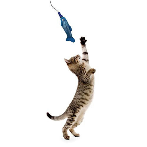 L'chic Cat Fishing Pole Teaser, Indoor Cat Interactive Fishing Wand Toy Pole, Pet Companion Toy, Cat Toys for Indoor Cats, Toy Fishing Pole, Gift Fish Cat Toy, Cat Must Haves for Play & Exercise