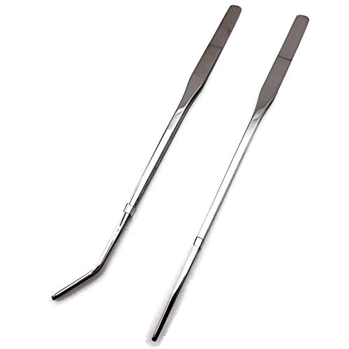 Reptile Feeding Tongs Stainless Steel Straight and Curved Tweezers Polished Long Handle Feeder Tools for Lizard Gecko Snake Spider Bird and Fish Aquariums,Silver