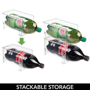 mDesign Large Stackable Kitchen Bin Storage Organizer Rack for Pop/Soda Bottles for Refrigerator, Pantry, Countertops and Cabinets - Holds 2-Liter Bottles - 4 Pack - Clear