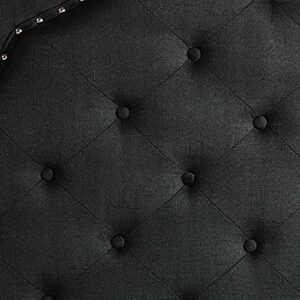 HomeLife Premiere Classics 51" Tall Platform Bed with Cloth Headboard and Slats - Queen (Black Linen)