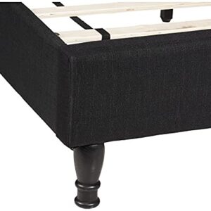 HomeLife Premiere Classics 51" Tall Platform Bed with Cloth Headboard and Slats - Queen (Black Linen)