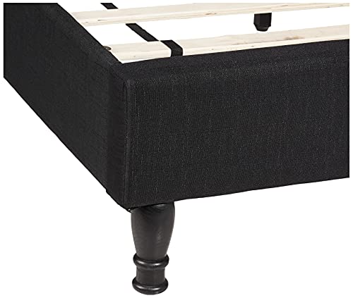 HomeLife Premiere Classics 51" Tall Platform Bed with Cloth Headboard and Slats - Queen (Black Linen)