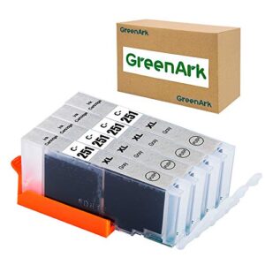 greenark compatible ink cartridge replacement for canon cli-251 gy gray cli-251gy xl gray ink cartridge work for canon pixma mg6320 pixma mg7120 pixma mg7520 pixma ip8720 printers, 4 pack 251xl gy