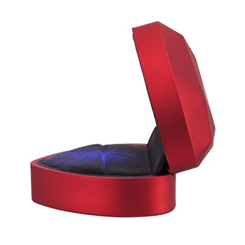 Naimo Engagement Ring Box Earrings Coin Jewelry Ring Box Case with LED Lighted up for Proposal Engagement Wedding Gift (Red)