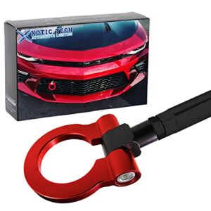xotic tech sport track racing style cnc aluminum screw-on tow hook front bumper compatible with chevrolet camaro 2016-2021 (red)