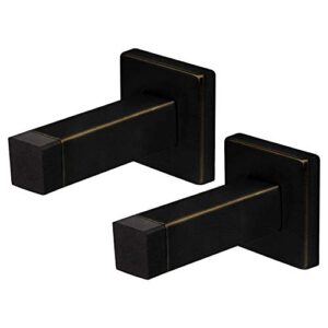 nuk3y modern square wall door stop or coat hook, 2 pack (oiled rubbed bronze)