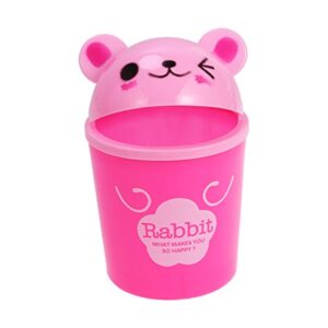 toymytoy desktop trash can cartoon animals wastebasket rubbish storage bin mini garbage organizer (pink rabbit)