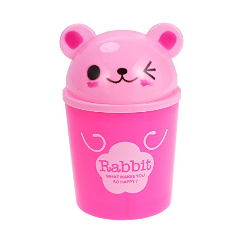 TOYMYTOY Desktop Trash Can Cartoon Animals Wastebasket Rubbish Storage Bin Mini Garbage Organizer (Pink Rabbit)