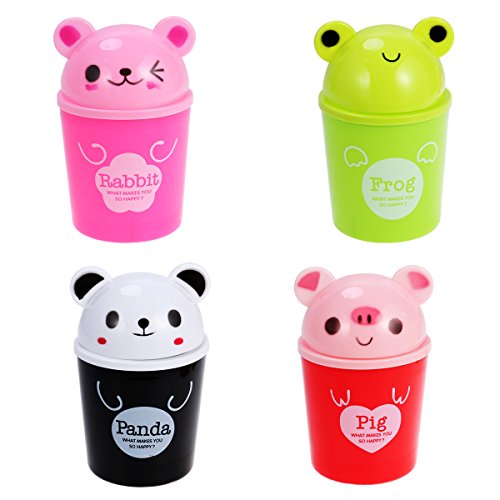 TOYMYTOY Desktop Trash Can Cartoon Animals Wastebasket Rubbish Storage Bin Mini Garbage Organizer (Pink Rabbit)