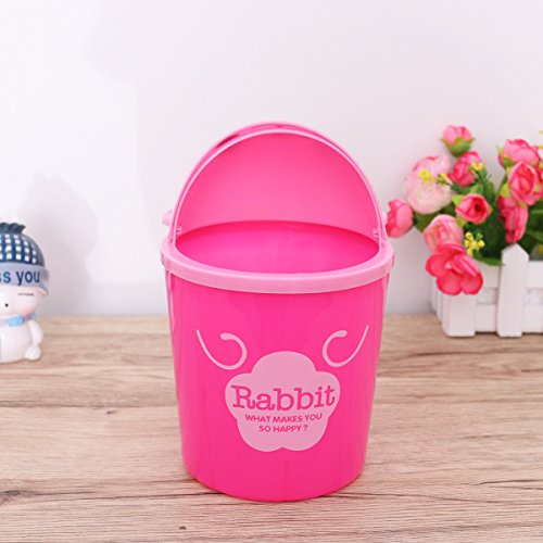 TOYMYTOY Desktop Trash Can Cartoon Animals Wastebasket Rubbish Storage Bin Mini Garbage Organizer (Pink Rabbit)