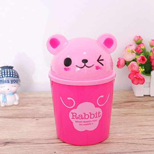 TOYMYTOY Desktop Trash Can Cartoon Animals Wastebasket Rubbish Storage Bin Mini Garbage Organizer (Pink Rabbit)