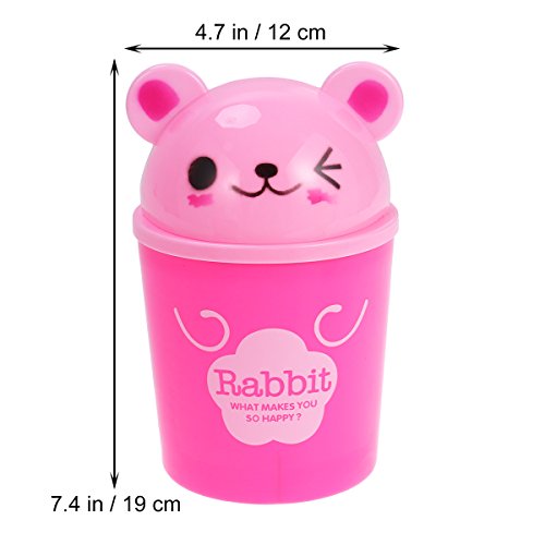 TOYMYTOY Desktop Trash Can Cartoon Animals Wastebasket Rubbish Storage Bin Mini Garbage Organizer (Pink Rabbit)