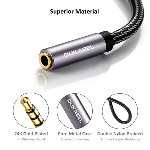 DUKABEL Headphone Extension Cable, 3.5mm Male to Female Stereo Audio Cable Lossless Audio Sound Premium Audio Cord Extension Cable Gold Plated Jack & Strong Nylon Braided - Top Series (4ft/1.2m)