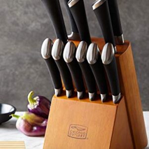 Chicago Cutlery Fusion 12 Piece Forged Premium Knife Block Set with Wooden Storage Block, Cushion-Grip Handles with Stainless Steel Blades, Kitchen Knife Set