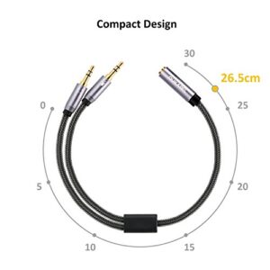 Headset Splitter Cable, DUKABEL Gold-Plated & Strong Braided Y Splitter Audio Cable Separate Microphone Headphone Port Gaming Headset Splitter PC Earphone Adapter VoIP Phone -TopSeries (12inch / 30cm)