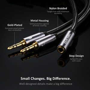 Headset Splitter Cable, DUKABEL Gold-Plated & Strong Braided Y Splitter Audio Cable Separate Microphone Headphone Port Gaming Headset Splitter PC Earphone Adapter VoIP Phone -TopSeries (12inch / 30cm)