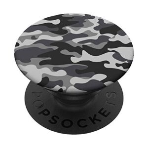 camo pattern black white gray camouflage popsockets popgrip: swappable grip for phones & tablets