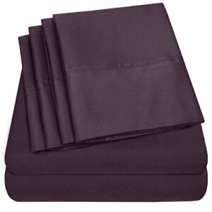 sweet home collection 6 piece 1500 supreme collection brushed microfiber deep pocket sheet set-2 extra pillow cases, great value, rv short queen, purple