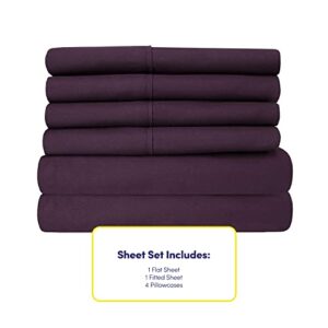 Sweet Home Collection 6 Piece 1500 Supreme Collection Brushed Microfiber Deep Pocket Sheet Set-2 Extra Pillow Cases, Great Value, Rv Short Queen, Purple