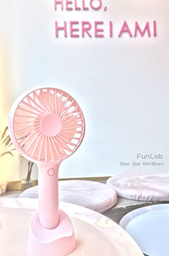 YIHUNION Mini Handheld Fan Portable, Hand held Personal Fan Rechargeable Battery Operated Powered Cooling Desktop Electric USB Fan with Fan Stand, 2500mAh Battery 4 Modes for Home Travel Outdoor（Pink）