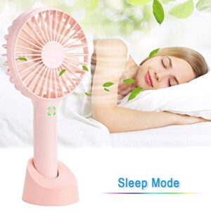 YIHUNION Mini Handheld Fan Portable, Hand held Personal Fan Rechargeable Battery Operated Powered Cooling Desktop Electric USB Fan with Fan Stand, 2500mAh Battery 4 Modes for Home Travel Outdoor（Pink）