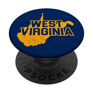 west virginia yellow and blue vintage state map popsockets popgrip: swappable grip for phones & tablets
