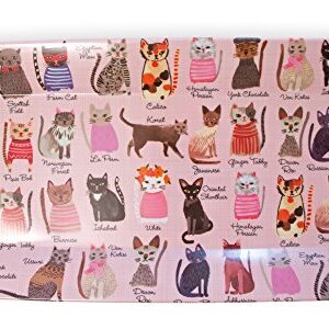 Boston International Melamine Handles, 15 x 8, Cool Cats Serving Tray