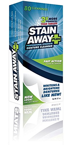 Stainaway Denture Cleaner 80 Cleaning Tablets Bundle With Dentu-Care Denture Brush for Maintaining Good Oral Care of Full/Partial Dentures. Brings Out the Sparkle in Your Dentures