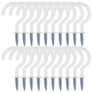 waterluu 20 pack 2.9 inch ceiling hooks,plant hooks, vinyl coated screw-in wall hooks, plant hooks, kitchen hooks, cup hooks great for indoor & outdoor use (20 white)