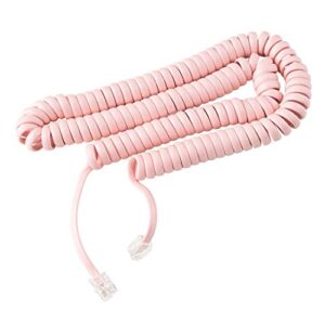 phone cord for landline phone – tangle-free, handset curly telephones land line cord – easy to use + excellent sound quality – phone cords for home or office (15ft long) color: ladies pink