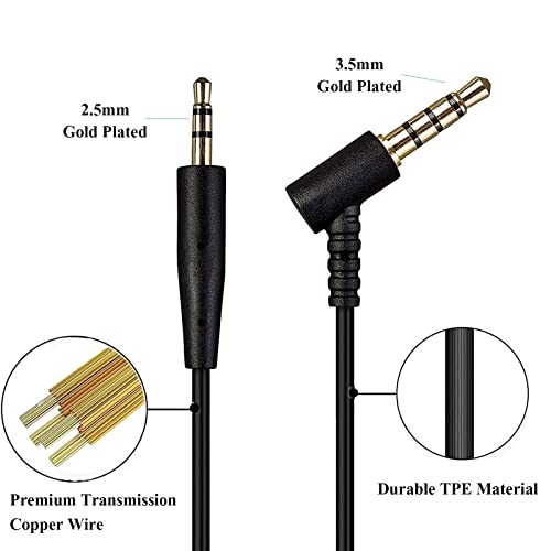 3.5mm to 2.5mm Aux Cable Cord Compatible with QuietComfort QC35II QC35 QC25 On-Ear 2 OE2 OE2i Noise Cancelling Headphones, JBL E45BT E55BT E65BTNC Bluetooth Earphone, Audio Replacement Wire(4ft)