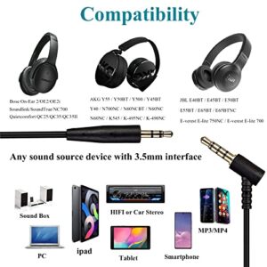 3.5mm to 2.5mm Aux Cable Cord Compatible with QuietComfort QC35II QC35 QC25 On-Ear 2 OE2 OE2i Noise Cancelling Headphones, JBL E45BT E55BT E65BTNC Bluetooth Earphone, Audio Replacement Wire(4ft)