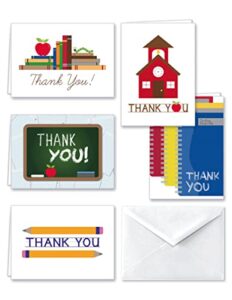 paper frenzy school thank you note cards and white envelopes - 25 pack