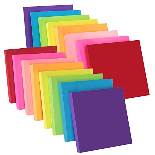 (16 Pack) ZCZN Sticky Notes 3x3 Inches, 1600 Sheets 8 Bright Color Self-Stick Note Pads, Easy to Post for Office, Home, Meeting, School