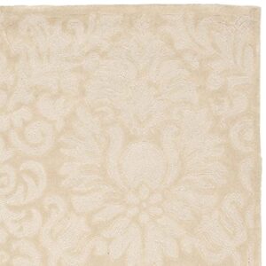 SAFAVIEH Total Performance Collection Area Rug - 6' x 9', Ivory, Hand-Hooked Damask, Non-Shedding & Easy Care, Ideal for High Traffic Areas in Living Room, Bedroom (TLP714F)