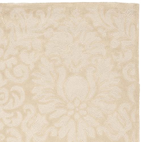 SAFAVIEH Total Performance Collection Area Rug - 6' x 9', Ivory, Hand-Hooked Damask, Non-Shedding & Easy Care, Ideal for High Traffic Areas in Living Room, Bedroom (TLP714F)